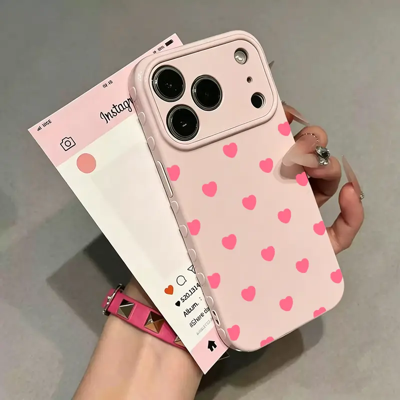 Coquette Heart Protective Phone Case, Cute Minimalist Heart Print, Slim Lightweight Shockproof Cover, Scratch Resistant Design Compatible with iPhone 13/14/15/16/17 Pro Max