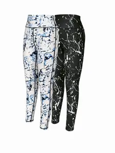 Women's Marble Print Yoga Leggings, High Waist Butt Lifting Workout Pants, Casual Training Gym Wear, Suitable for Running, Cycling, Pilates