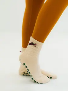 TCC Gingham Christmas Bow Sock  | Pilates & Barre Grippy Socks