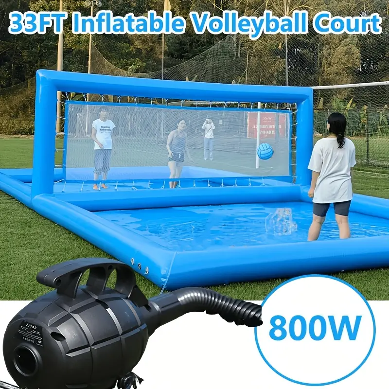 33ft Inflatable Volleyball Pool, Large Inflatable Pool, Inflatable Volleyball Court for Adults with Net, with Fast 800W Air Pump, Durable PVC Material, for Outdoor Summer Party(Blue)
