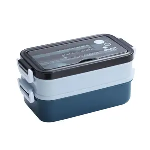 1pc 1050ML Large-Capacity Double-Layer Plastic Lunch Box with Tableware, Portable Bento Box, Durable & Reusable Food Container, Snack Box Container, Lunchbox