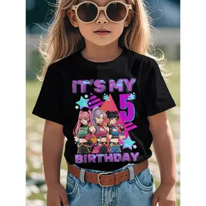 Girls & Boys 5th Birthday / K-Pop Age 5 Number 5 Outfit - Soft Breathable Kids T-Shirt for 5 Years Old, Birthday Party & Casual Attire, Short Sleeve Round Neck Tee, Parent-Favorite 5th Birthday /