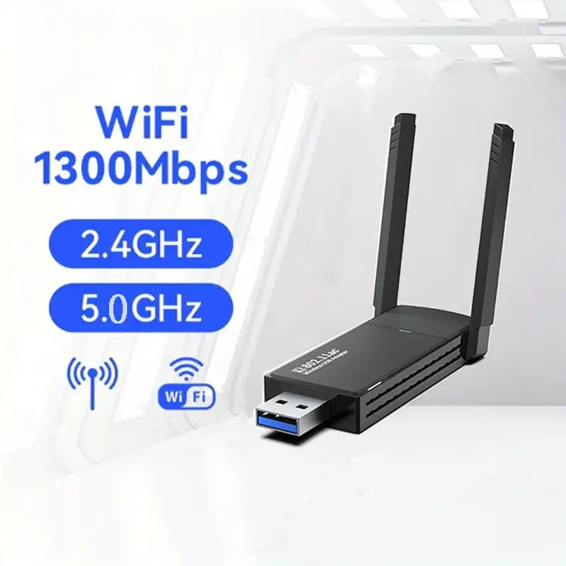Wireless USB 1300Mbps Network Adapter, Desktop PC Wireless Adapter, Built-in High Dual Band Antenna 5G/2.4G Desktop PC Wireless Adapter For Windows 10