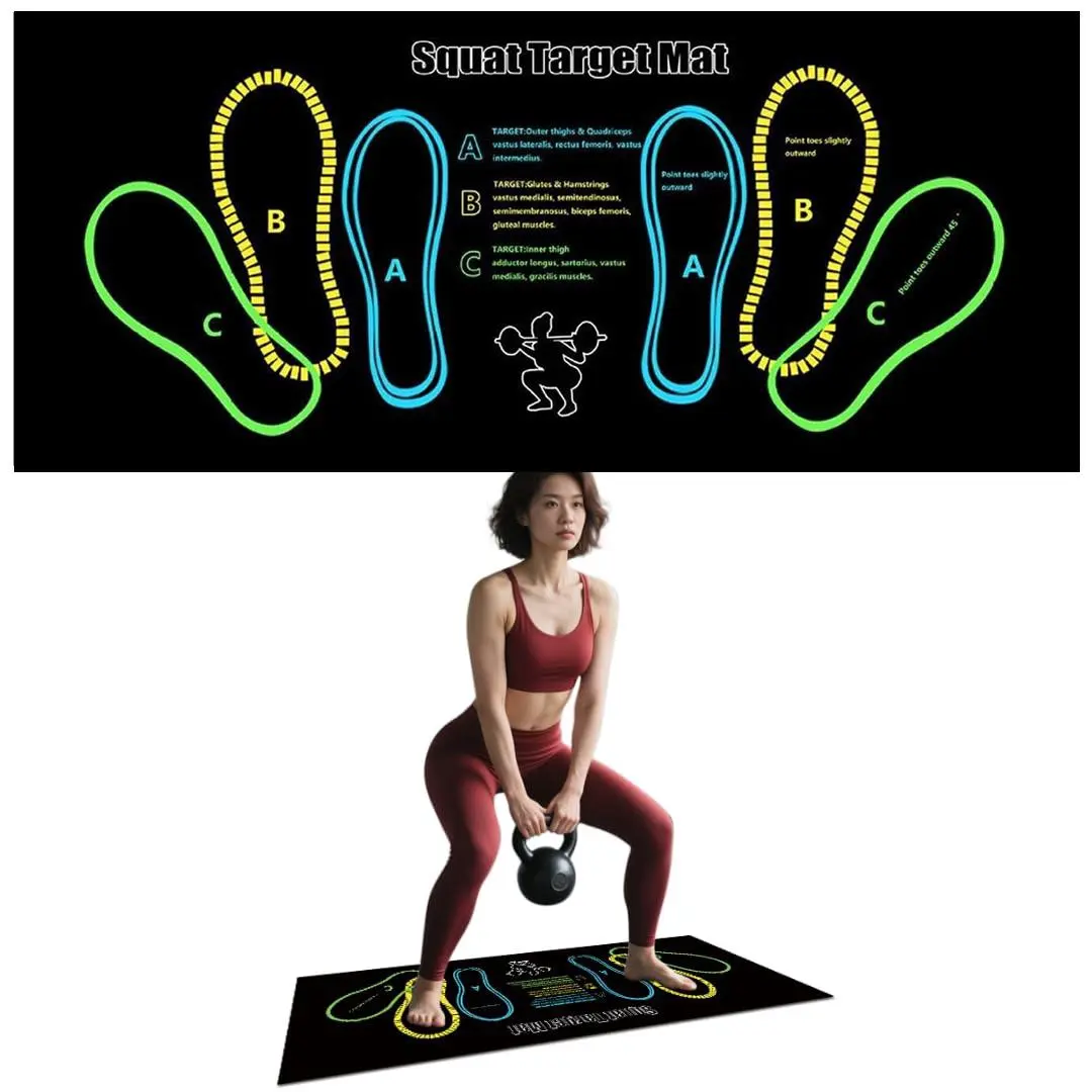 Exercise Mat Perfect for Squats, Leg and Ab Workouts, Squat guide mat, Squat Step Position, Squat Mat Knee Mat Lightweight and Portable for Men and Women Summervibes summerwins