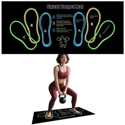 Fitness Exercise Mat - Gym Accessories with Thickness 2", Non-Slip Design, Stability, Joint Protection, Foldable, Durable, Lightweight, Portable for Home Gym & Outdoor Squats, Knee Support, Squat Position Guide (All Training Levels)