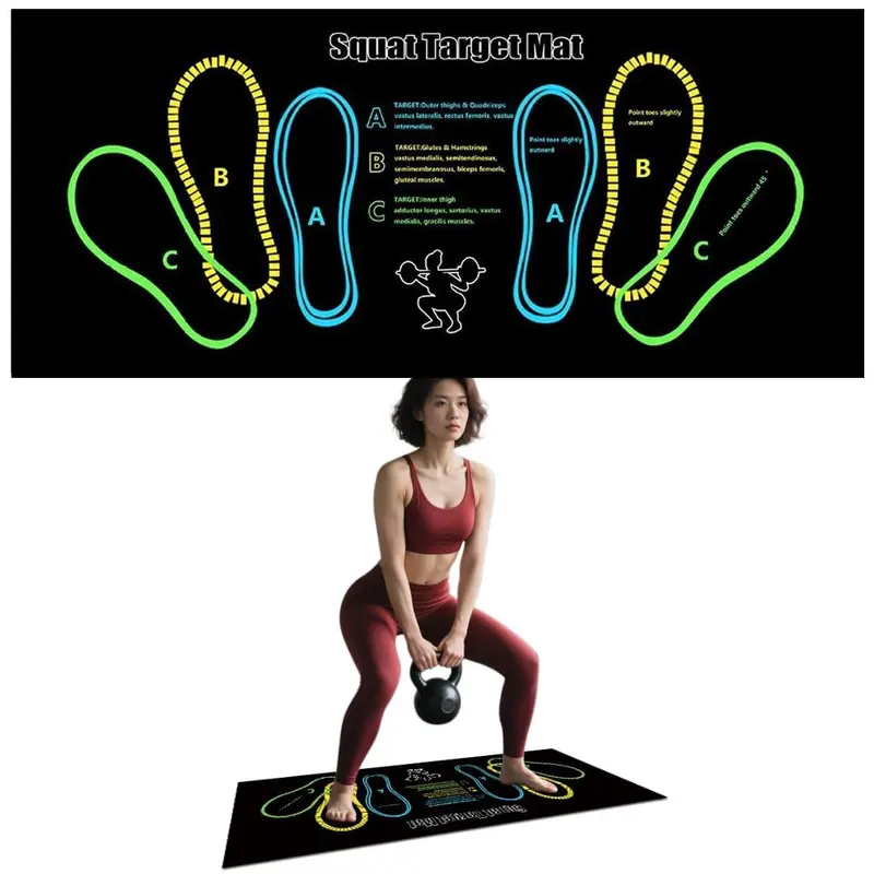 Fitness Exercise Mat - Gym Accessories with Thickness 2", Non-Slip Design, Stability, Joint Protection, Foldable, Durable, Lightweight, Portable for Home Gym & Outdoor Squats, Knee Support, Squat Position Guide (All Training Levels)