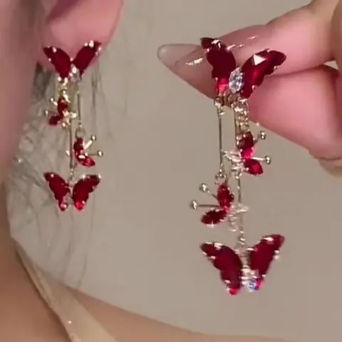 Elegant Butterfly Fringe Earrings for Women, Earrings Jewelry, Ear Hook Design, Perfect for Daily Wear, Lightweight Fashion Accessory, Ideal for Parties and Dates, Fashionable Earrings, Trendy Jewelry