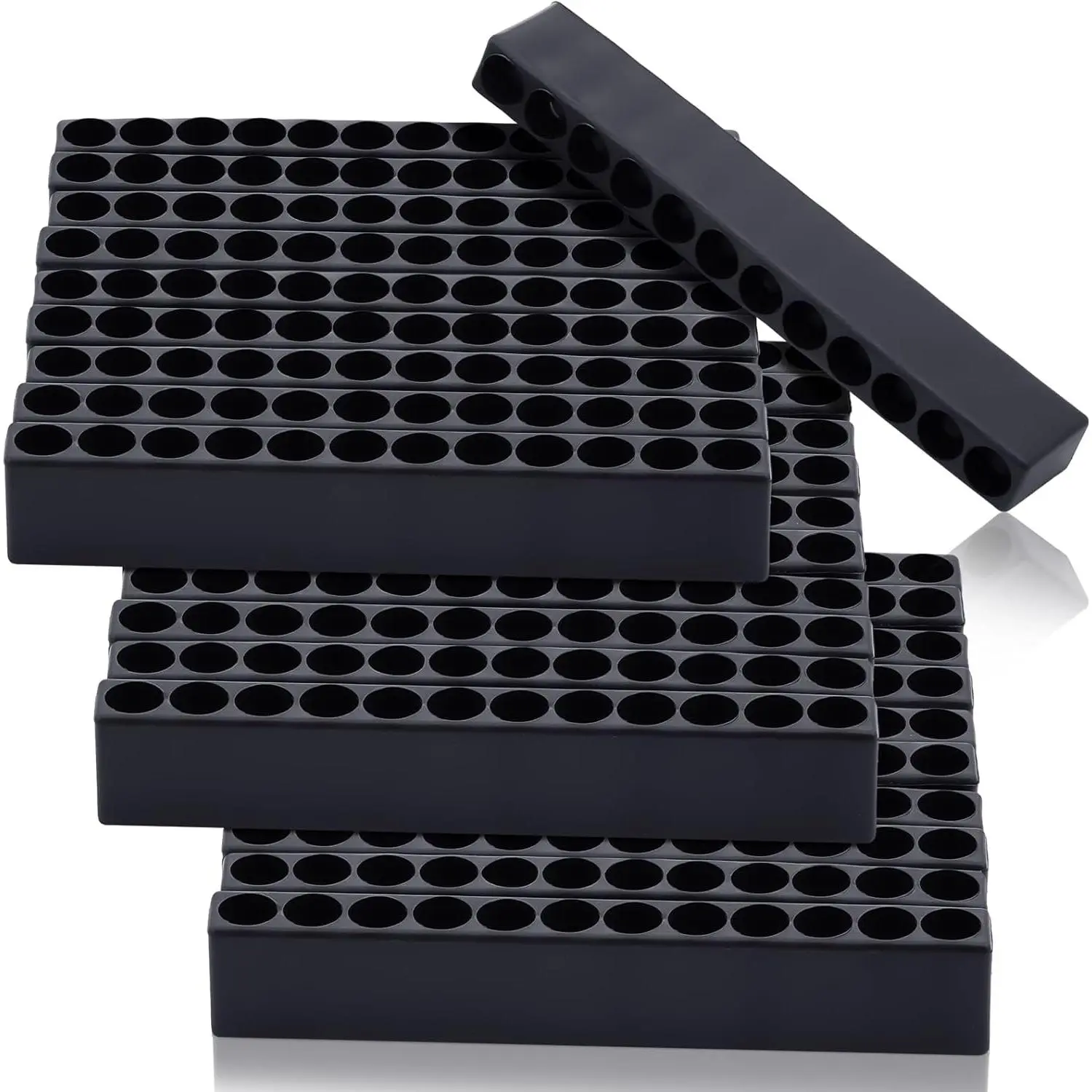 Plastic Hex Shank Bit Holder Storage Case (Black) - 30 Pcs 12-Hole, 1/4 in Hex Shank Fit, Lightweight, Compact Size 94x16x10 mm, Ample Organization for Tool & Hardware Bit Holders