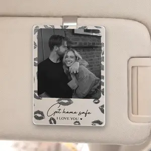 Personalized Couple Photo Car Visor Clip, Drive Safe I Love You, Gift for Him, Gifts for Boyfriend, Husband, Dad Custom Gifts