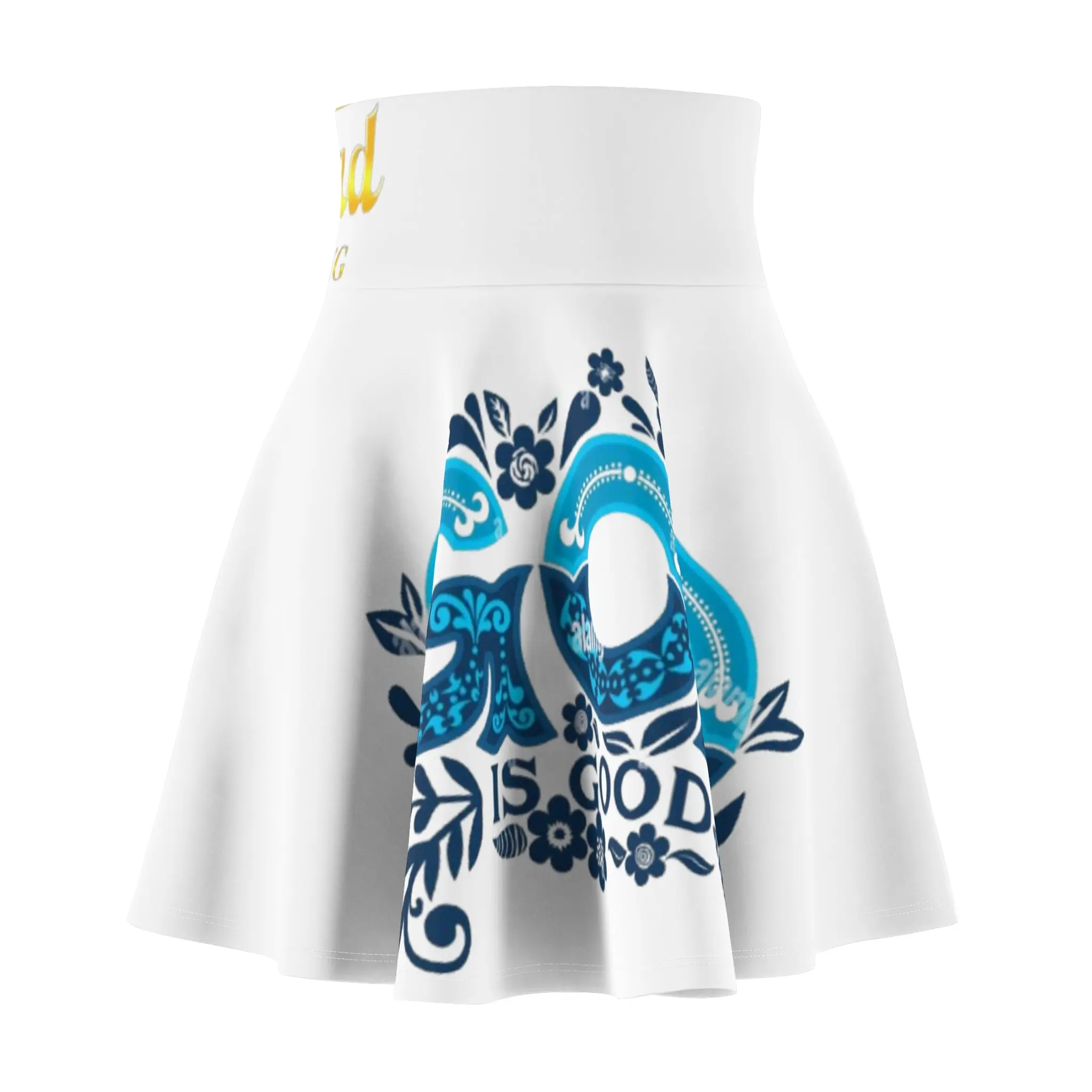 Skater Skirt • Blue Floral 'Good' Infinity Design — Women's AOP Circle Skirt