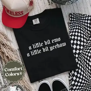 A Little Bit Emo Shirt, Yeehaw TShirt, Funny Women's Graphic Tee, Fashion Cotton, Full Colors, Full Sizes, For Men, For Women