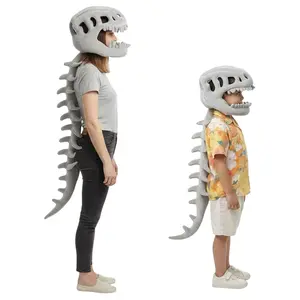 Realistic 3D Dinosaur Costume, Perfect for Halloween Christmas New Year Cosplay Party Props, Dinosaur Skeleton Headpiece Mask Plush Toy Gift