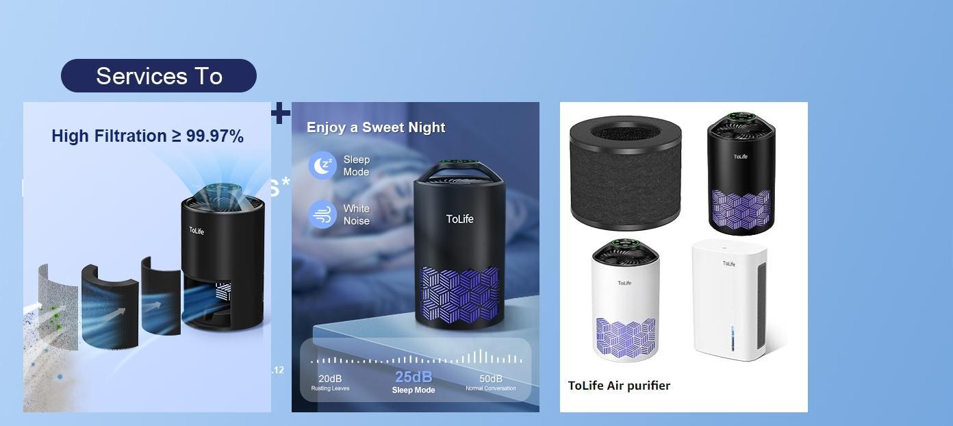 ToLife K1 Air Purifier: HEPA Filter for Pet Allergies & Dust! Portable, Baby-Friendly & Low-Noise Sleep Mode - Perfect for Home & Office