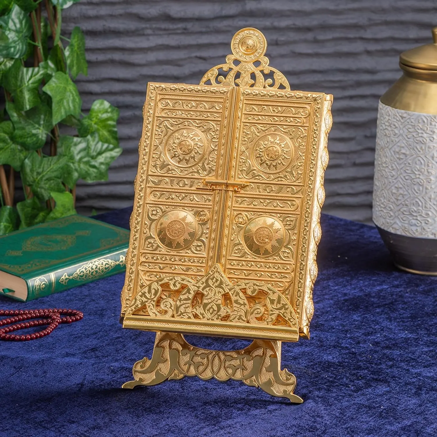 Luxury Metal Islamic Quran Decor + Storage Box - Ornate Multicolor Organiser, Door Ornament, Prayer Room Home Supplies, Graduation Gift, Eid Gift Ready Religious Collectible