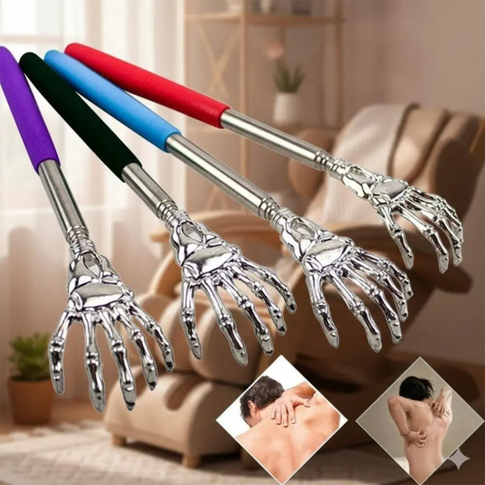 Adjustable Back Scratcher & Massager, Stainless Steel Muscle Relief Tool, Portable Itch Stick, Ergonomic Anti-Slip Back Massager for Home Gym Pain Relief, Multipurpose Massage Stick, Body Care