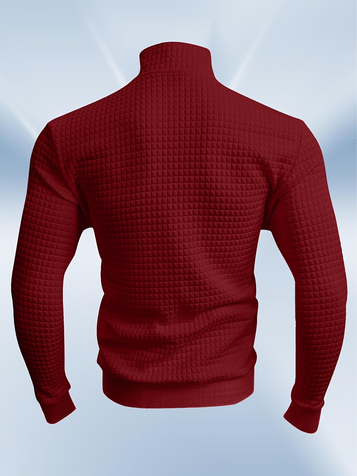 Men'S High-Neck Sweatshirt with Half Zipper for Sports, Featuring a Small Checkered Pattern, Suitable for Fitness And Running, with Long Sleeves And Ribbed Cuffs. quarter zip tiktok shop gifts for him vacation outfits