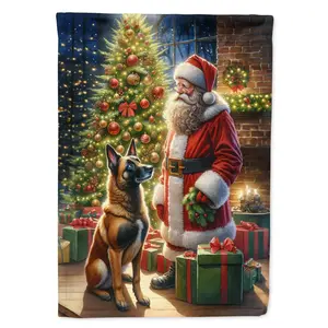 Belgian Malinois and Santa Claus Garden Flag