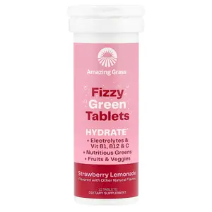 Amazing Grass Fizzy Green Tablets, Hydrate, Strawberry Lemonade, 10 Tablets