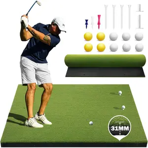 Golf Mat 31mm, 5x4ft/5x5ft Golf Hitting Mats for Practice Outdoor Indoor, High-Elasticity Artificial Turf Mat for Garage Simulator Chipping Driving