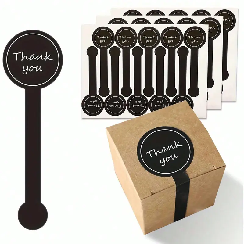 Thank You Sticker, 200pcs/set Self Adhesive Label Gift Wrapping Sticker, Gift Packaging Decorative Sticker for Candy, Cookie, Bakery, Cake, Dessert, Snack, Decoration, Decorative Labels, Sticker Packs, Self Adhesive Stickers
