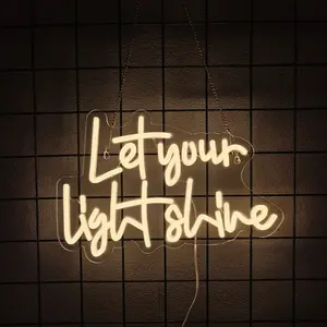 Let Your Light Shine Neon Sign for Wall Decor Jesus Neon Light Letter LED Neon Signs Bible Verse Neon Signs for Prayer Room Christian Church Bedroom Decoration