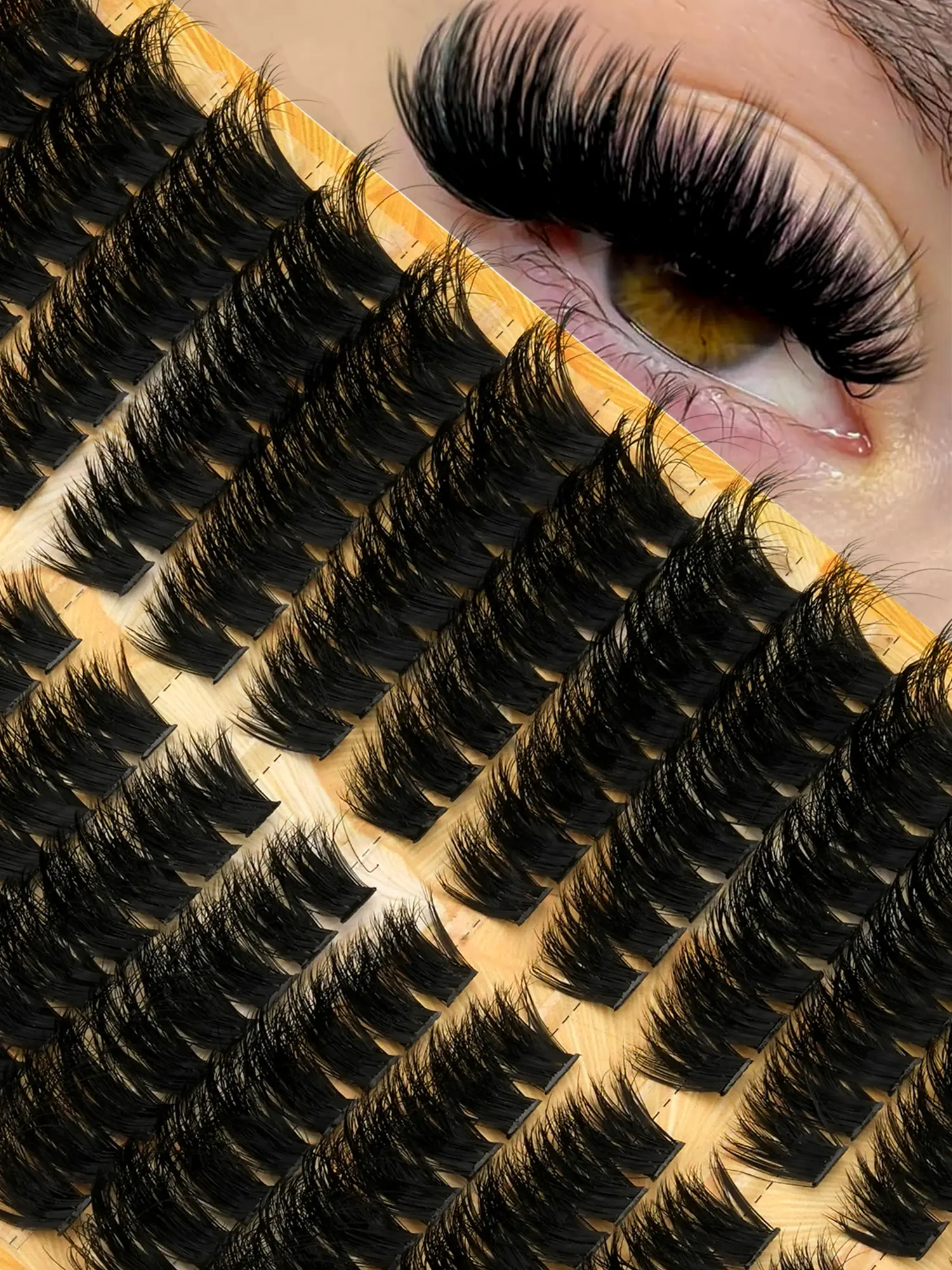 13 Rows 208pcs/set Mixed Russian Volume Lashes, Mixed Lengths, Russian Flat Dense Soft Handmade Mink Faux Lashes, Suitable for DIY Home Use, Mink-like Texture, Natural and Soft, Enhance Eye Makeup