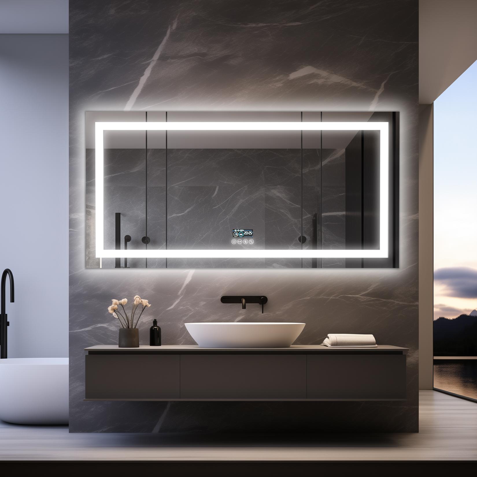 LumiBased Rectangular LED Mirror Light with bluetooth