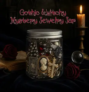 Jollyhit Light Gothic Mystery Jewelry Jar – Costume Jewelry Rings, Necklaces & Earrings, selflove Gift, Goth & Punk Aesthetic SpringStatements Antique jewelry set