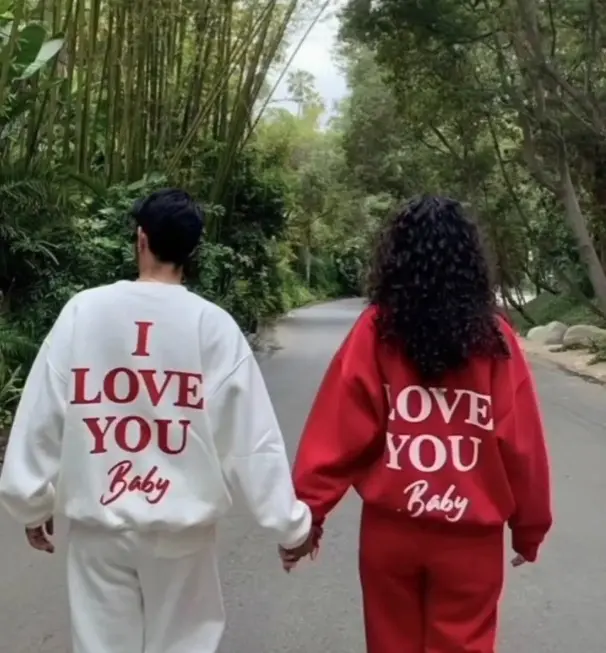 Matching Couples Outfits I LOVE YOU BABY Sweatshirt, couple hoodie, couple shirt, couple sweatshirt, Fall Crewneck Boyfriend Girlfriend Gift