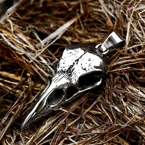 GTHIC Raven Skull Stainless Steel Viking Pendant for Men Women Viking Statement Accessory Daily Wear