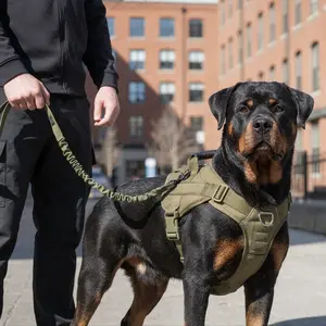 Dog Tactical Harness, Durable Reflective Harness, Breathable Reflective Large Lightweight Dog Walking Essential, Heavy-Duty Tactical Dog Harness for Large Dogs, No Pull Adjustable Reflective Vest, Military-Grade Control for Training, Outdoo