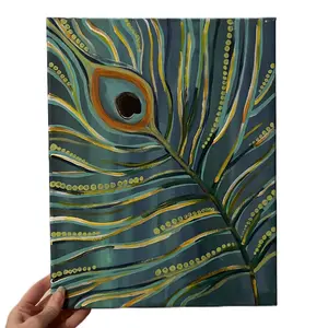 JACKIES.PAINTINGS + Peacock Canvas Painting + Original Home Decor with Unique Artwork bedroom wall accessories house