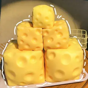 Cheese Block - Yellow Moldable Fidget Toy with Squeeze Feature Ideal for Play and Relaxation Soft Texture