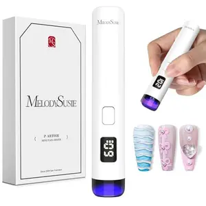 MelodySusie Handheld Cordless UV Nail Lamp with LCD Display & Eye-Protection Cover, P-Art01R Rechargeable Mini UV Light Flash Cures All Soft Gels, Especially Rhinestone Glue & Liner Gel White