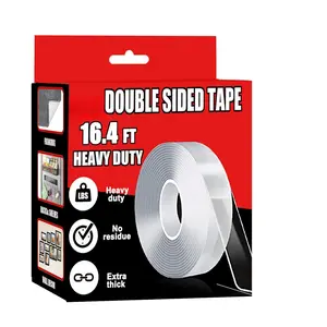 Double Sided Tape Heavy Duty, 1.2 Inch x16.4 FT(200 in),   Clear Adhesive Tape, Removable Wall Tape, Sticky Carpet Tape, Command Strips Alternative for Walls, Posters
