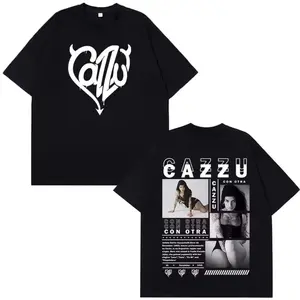 Cazzu Con Otra Album Vintage T-Shirt, Latin Trap Aesthetic Dark Feminine Urban Style Graphic Tee, Unisex Music Fan Outfit for Concert Lovers Daily Wear, Oversized Cotton Summer Casual Shirt