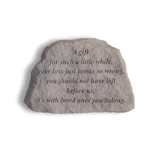 Kay Berry 212 MAIN Cast Stone Memorial Plaque Signs, "A Gift For Such A Little While", 6x5 in Weatherproof Outdoor Wall-Mount Decorative Hanging Piece