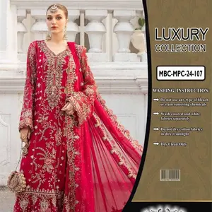 Khadija party wear 3 pc size available on demand