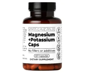 Santa Cruz Paleo Magnesium Potassium Capsules, Magnesium Glycinate and Potassium Citrate, Gluten Free, Keto, Sugar Free, Paleo, for Overall Health, Brain, Muscle, Bone and Energy Support, 60 Capsules