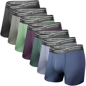 BAMBOO COOL Men's Underwear Boxer Briefs Soft Breathable Premium Fabric Open Fly Pouch High Performance Stretch Christmas Gifts for Men 4 or 7 Pack Athletic summervibes,,summerwins summerwins