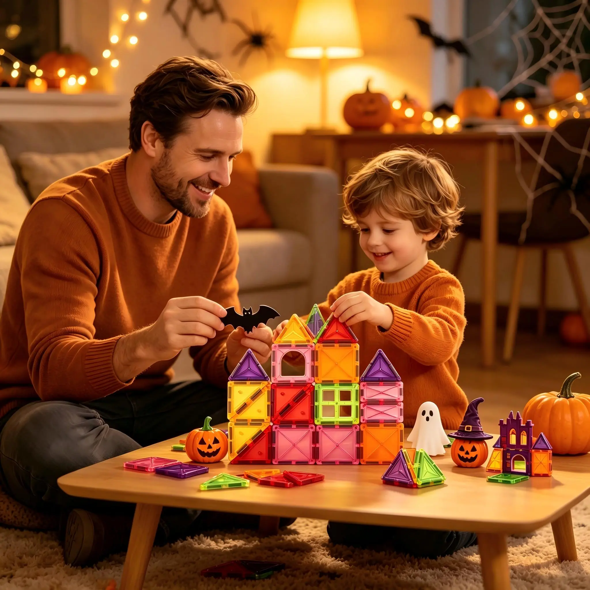 20Pcs Unisex Mini Pocket Transparent Magnetic Tiles Set - Color-Light Projection STEM Building Blocks, Portable Travel Toy for Toddlers, Halloween Novelty Gift, Stress-Relief Fidget Brain Toy, Colorful Stacking Blocks
