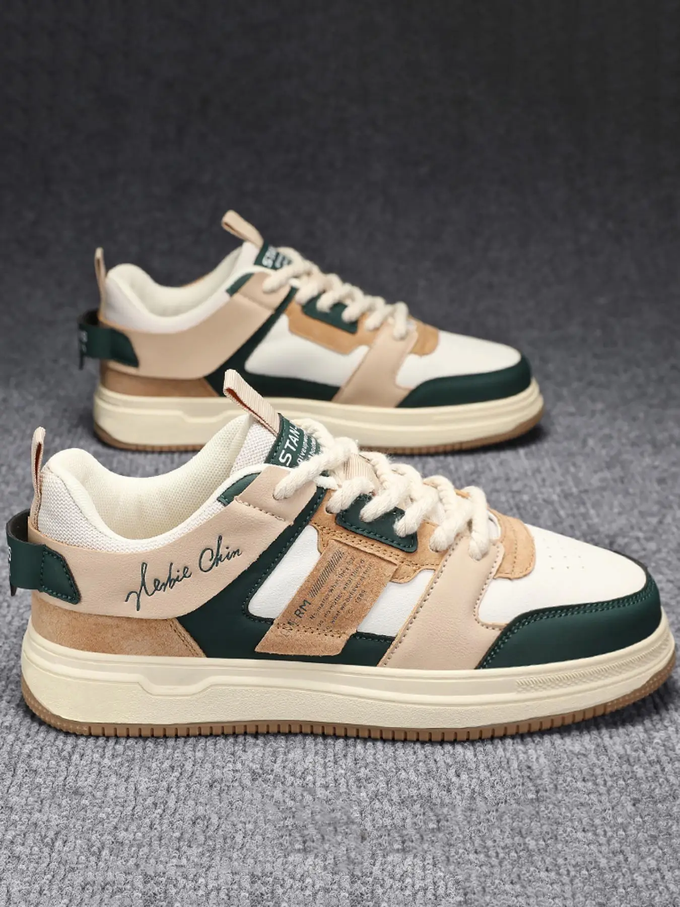 Men's Fashion Colorblock Patchwork Pattern Letter Detail Lace Up Low Top Sneakers, Casual Sporty Skate Shoes for Men for Daily Wear, Boy's Walking Str