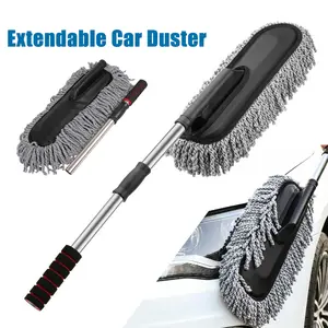 Soft Microfiber Car Duster Exterior Scratch Free Multipurpose Duster with Extendable Handle Duster for Car, Truck, SUV, RV and Motorcycle