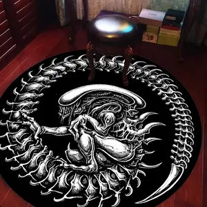 Indoor Round Carpet, Dark Demon Halloween Decorative Rug, Soft Plush Foot Pad, Suitable for Living Room Bedroom Game Room