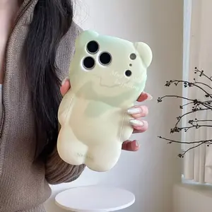 Cute Matcha Green Bear Phone Case Cover For iPhone 17 16 15 14 13 12  Pro Max  A Stylish and Shock-Resistant Protective Case