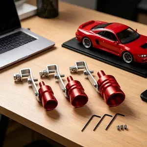 Universal Red、black Turbo Sound Whistle - Instant Supercar Exhaust Sound Simulator, Easy Install Aluminum Alloy Blow Off Valve Whistle for Any Car