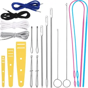 Drawstring Threader Tool Set 18 count with Loop Turner, Bodkin Sewing Tool, Elastic Threader and Hoodie String Drawstring for Jacket, Pants, Sportswear and Hat Threading
