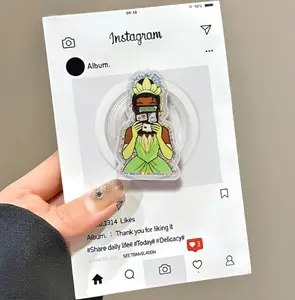 (Hot) Magical Green Princess Reading Book Phone Grip Magsafe, Black Girl Phone Holder, Cute Phone Stand, Cartoon Phone Accessory, Gift For Girls Boys