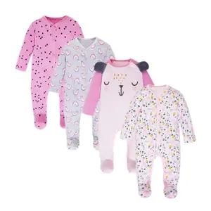 JY.COZY FOR BABY Newborn Baby Girl Clothes for everyday casual wear by baby 4pcs suitable for baby boys and girls aged 0-12 months, Clothes for Baby Gender Neutral Scratch-Free Tag Footed One-Piece Romper Sleeper