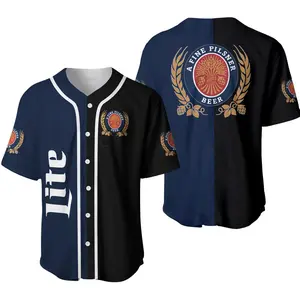 Unisex Lite Beer Baseball Jersey – Stylish Button-Down Sportswear, Breathable & Durable for Beer Lovers, Teams & Casual Streetwear